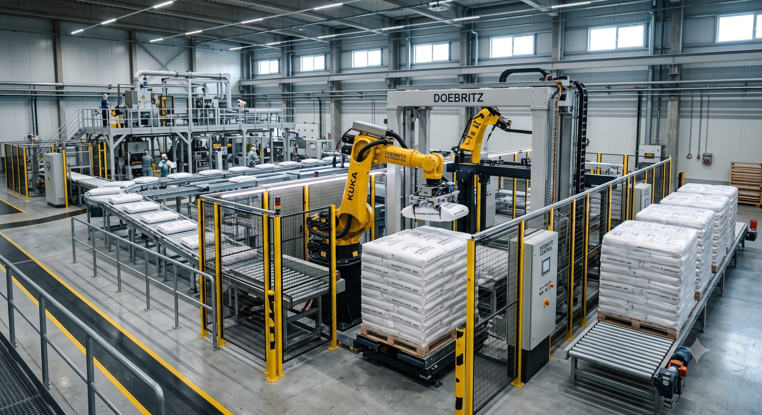 Doebritz Automated Sack Handling Robot | Heavy-Duty Industrial Palletizing & De-Palletizing scenario 1
