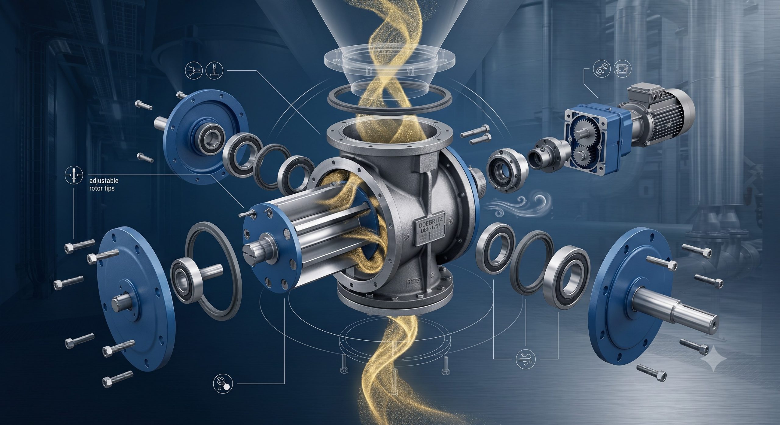 Doebritz Quick-Release Rotary Valve: Stainless Steel / Cast Iron - Minimal Air Leakage | Heavy-Duty Industrial Feeder scenario 2